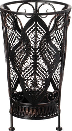 Dualplex Umbrella Holder Umbrella Stand Rack Super Quality Metal Entry Hallway Décor w/Removable Drip Tray for Home Office Holds Umbrellas Canes Walking Sticks Best Gift 16" Tall (Round, Antique)