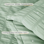 MUXHOMO 7 Pieces Queen Comforter Set, Seersucker Bed in a Bag Queen Size, All Season Luxury Bedding Set with Comforter, Flat Sheet, Fitted Sheet, Pillowcases & Shams, Sage Green