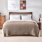 CozeCube Super Soft Fullfy Microfiber Reversible Knitted Blankets, Warm Cozy Fuzzy Plush Throw, Dark Brown and White Melange Throw Blanket for Couch Bed Sofa, 50" x 60"