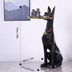 Geometric Dog Accent Table with Tray Butler Statue Animal Side Table for Modern Home Decor Dog Butler Statue with Tray Animal Accent Table for Living Room