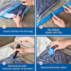 Spacesaver 8 Pack Medium Vacuum Storage Bags for Comforters, Blankets & Clothes – Vacuum Sealed Compression Bags with Hand Pump – Space Saver Storage Bags for Bedding, Moving, Travel & Organization