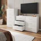 Modern 5-Drawer Dresser with Spacious Storage,Sturdy Wood Frame, and Large Capacity Drawers, Dressers for Bedroom, Home Organization Storage for Living Room or Hallway (White)