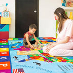 USA Map ABC Kid Rug 118" × 78.7" for Playroom Geography Extra Large Classroom Rug Educational Baby Playmat Alphabet Carpet for Primary School Fluffy Non-Slip Preschool Carpet Nursery Room