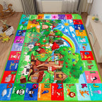 ABC Kids Rug for Playroom 59"×39.4" Hobbit House Educational Kids Playmat Alphabet Animal & Shape Learning, Premium Non-Slip Playmat for Toddlers Letters Farm Animals Color Classroom Carpet