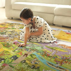 Desert Adventure Kids Rug 5x7 – Safari Animal Map Carpet with Lions, Elephants, Giraffes & Tribes – Educational Play Mat for Baby Bedroom, Classroom, or Playroom, Gold and Vibrant Decor