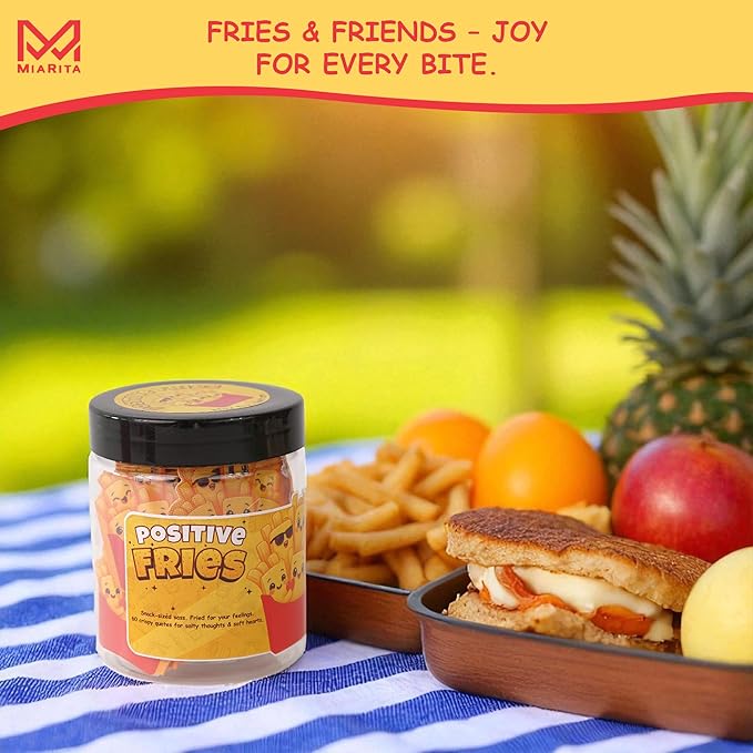 Positive Fries Jar – Funny Christmas Gifts for Tweens, Teens, Boys, Girls, Friends, Students, Emotional Support Fries,Daily Affirmation Jar, Office Desk Room Decor, Cute Stocking Stuffers