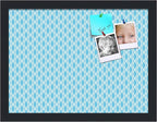 PinPix 16x12 inch Cork Bulletin Board. This Decorative Framed Pin Board Comes with Sky Blue Waves Design and a Satin Black Frame. Ideal for Home Office Decor (PinPix-245)