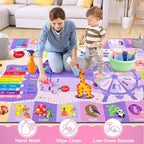 Chicrug Educational Kid Area Rug for Playroom, 4x6 Feet TPR Non Slip Kids Classroom Carpet Rug for Learning ABC Animal, Shape Color Fruit, Washable Play Mat Rug for Children Nursery Toddler Room Decor