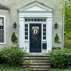 Circular Surname Front Door Welcome Sign - 26 Letter House Wreath, Front Porch Decorations, Year-Round Home Decor (D)