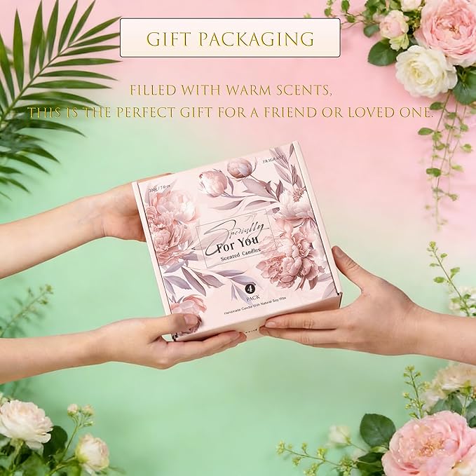 Candles for Home Scented, 4 Pack Soy Candle Non Toxic, Aromatherapy Candles with Lavender Thyme,Magnolia & Sandalwood,Amber Patchouli,Lemon Eucalyptus - Candle Gifts Set for Women & Valentine's Day