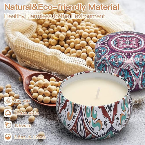 12-Pack Decorative Scented Candle Gift Set, Soy Wax Aromatherapy Candles for Home Decor, Relaxing Scents for Everyday Mood & Gifting