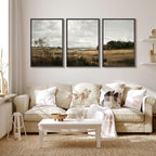 MUDECOR Framed Canvas Print Wall Art Rustic Fields Tranquil Countryside Landscape Nature Wilderness Illustrations Realism Decorative Panoramic Earth for Living Room, Bedroom, Office - 16"x24"x3 Black