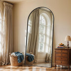 Full Length Mirror, 71" x 32" Arched Full Body Mirror Large Standing Floor Mirrors, Mirrors for Bedroom, Bathroom, Living Room Standing or Wall Leaning, Black