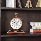 rnuie Desk Clock for Table Decor, Retro Mantel Clock Battery Operated for Fireplace Mantel, Living Room, Bedroom, Office, Desktop Decoration(Second Brown)