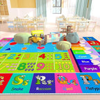 Kids Alphabet Play Game Rug - 5'x7' ABC Numbers and Shapes Educational Learning Toddler Carpet - Kids Room Playroom Classroom Kindergarten Activity Fun Soft Non-Slip Mat