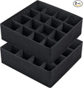 Joyoldelf Sock Drawer Organizer Divider, 16-cell Underwear Organizers and Storage Fabric Drawer Organizer for Socks, Lingerie, Handkerchiefs, Ties Black, 2 Packs