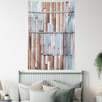 Ambesonne Rustic Tapestry, Nautical Wooden Planks Tree Designs on Rusty Screws Art Print, Wall Hanging for Bedroom Living Room Dorm Decor, 40" X 60", Mauve Teal