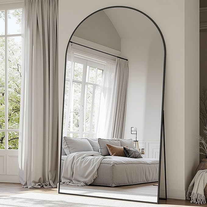 Suidia Arched Full Length Mirror, 81"x41" Floor Mirror Freestanding, Floor Standing Full Body Mirror with Stand for Bedroom, Hanging Leaning Mounted for Living Room Cloakroom, Black