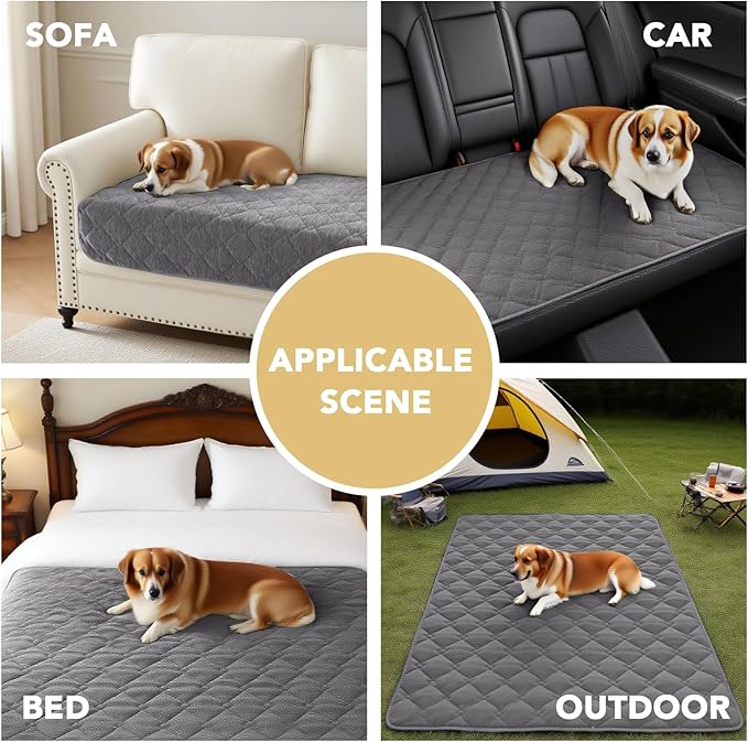 H.VERSAILTEX Couch Cover Chenille Pet Fuzzy Sofa Covers for 3 Cushion Couch Anti Slip Washable Sofa Slipcovers with Strap Soft Couch Protector Cover for Dogs Cats Kids(68" x 82", Light Grey)