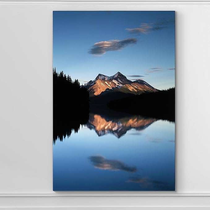 Renditions Gallery Canvas Nature Wall Art Home Paintings & Prints Mountain Sunset Lake Reflection Glam Modern Wall Hanging Decorations for Bedroom Living Room Office Kitchen - 24"x36" LT06