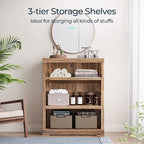 LINSY HOME 3-Tier Bookcase Display Storage Shelves Farmhouse Bookshelf for Home Office, Living Room, Bed Room - Dark Brown