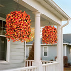 Artificial Fall Hanging Flowers for Outdoors Decoration, 2PCS Fake Plants Faux Realistic Silk Morning Glory Long Vines UV Resistant for Autumn Outside Porch Patio Balcony Yard Planter, OrangeYellow