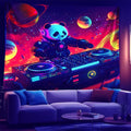 NYZE Panda Space Tapestry for Bedroom, Music Wall Tapestry, Party Decor Glow in the Dark Room Decor Tapestries, Cool Galaxy Planet Wall Hanging, Wall Hanging for Room Dorm 79in×59in