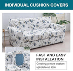 KRFOONN 4 Piece Printed Sofa Couch Cover for 3 Cushion Couches Stretch Sofa Slipcovers with 3 Separate Seat Cushion Covers Washable Furniture Protector with Elastic Bottom (Sofa, 51)