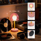Rechargeable Bedside Lamp with 3CCT & Stepless Dimming, LED Artistic Table Lamp, Battery Powered Mushroom Light for Kids Room Playroom Desk Nightstand (Pink)