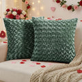 FUTEI Dark Green Decorative Throw Pillow Covers 18x18 Inch Set of 2,Soft Solid Rose Swirl Textured Cushion Case,Valentine's Day Decor for Couch Living Room