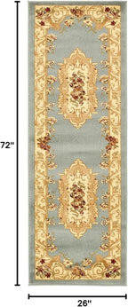 Rugs.com Chateau Collection Rug – 6 Ft Runner Light Blue Medium Rug Perfect for Hallways, Entryways