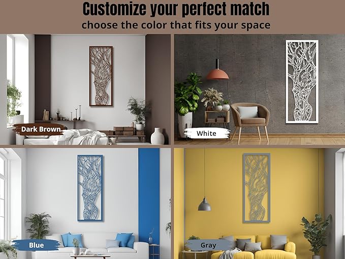 Vailla Wood Wall Art Decor Wall Hanging Sculpture Modern Home Decoration Hangings Large Wooden Wall Arr 3D Textured Sculptures for Living Room Bedroom Office Dinnig Room