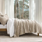 RECYCO Luxury Velvet Quilt Set King Size Bedding Sets, Ultra Soft Velvet Comforter Set, Lightweight Channel Box Stitch Oversized Bedspread Coverlet for All Season, with 2 Shams, Urban Taupe