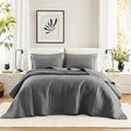 Comfort Spaces Charcoal Oversized King Quilt Set 120"x118" Bedspread Quilted Summer Lightweight Microfiber Bedding Coverlet with Double Sided Stitching Soft All Season Cozy 3 Piece with Matching Shams