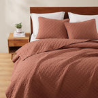 WRENSONGE King Size Quilt-3 Pieces Weave Autumn Leaf Bedspreads King Quilt Bedding Set for All Seasons, Soft Summer Coverlet with 2 Pillow Shams Suitable for Bed, Couch, Quilted Blanket
