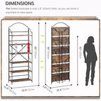 4NM No Assembly Folding Bookshelf for Living Room, 6 Tiers Collapsible Book Shelves Open Industrial Foldable Bookcase Storage Shelf for Home Office - Rustic Brown Black