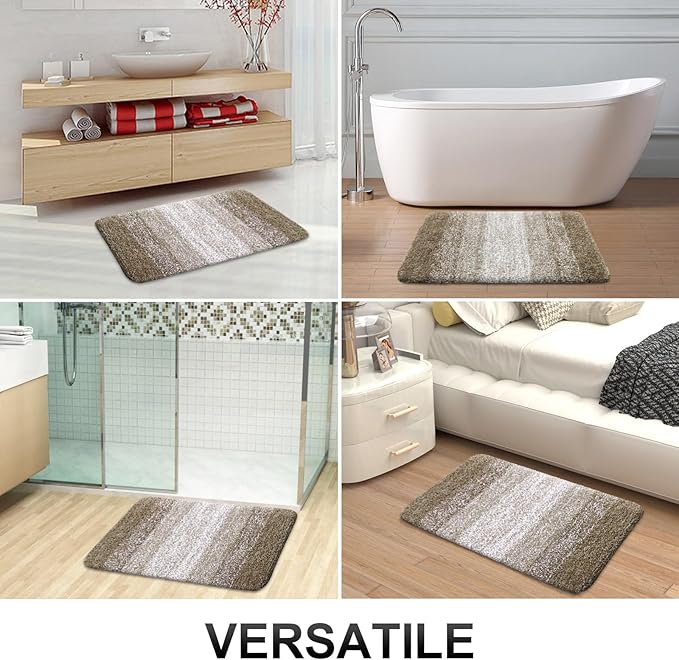 OLANLY Bathroom Rug Set 2 Piece, Soft Absorbent Microfiber Bath Mats and U-Shaped Contour Toilet Rug, Non-Slip, Machine Wash Dry, Plush Shaggy Bath Mats for Bathroom (30"x20"+24"x20", Coffe)