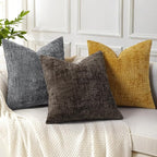 decorUhome Spring Dark Brown Chenille Throw Pillow Covers 16x16 Set of 2 Textured Soft Cozy Slubby Couch Pillow Covers Modern Farmhouse Boho Decorative Pillow Cases for Bed Sofa Living Room