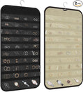 2 Pack Hanging Jewelry Organizer 80-Pocket Dual-sided Jewelry Storage for Earring Necklace Bracelet Ring Travel Holder, Black and Beige
