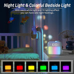AIRIVO Alarm Clock Night Lights, Rechargeable Alarm Clock for Bedrooms, 6 Scenes & White Noise Sync, Dual Alarms & Snooze, for Heavy Sleepers, Gifts for Kids Teens (Blue)
