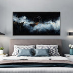 Black White Abstract Wall Art Maximalist Canvas Wall Art Decor Prints Gold Circle Modern Abstract Wall Decor Artwork For Living Room Bedroom Kitchen Office Artwork Ready To Hang 24" × 48"