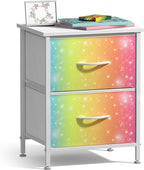 Sorbus Nightstand with 2 Drawers - Kids Bedside Furniture End Table Night Stand - Steel Frame, Wood Top & Easy Pull Fabric Bins - Dresser & Chest for Home, Bedroom Accessories, Office & College Dorm