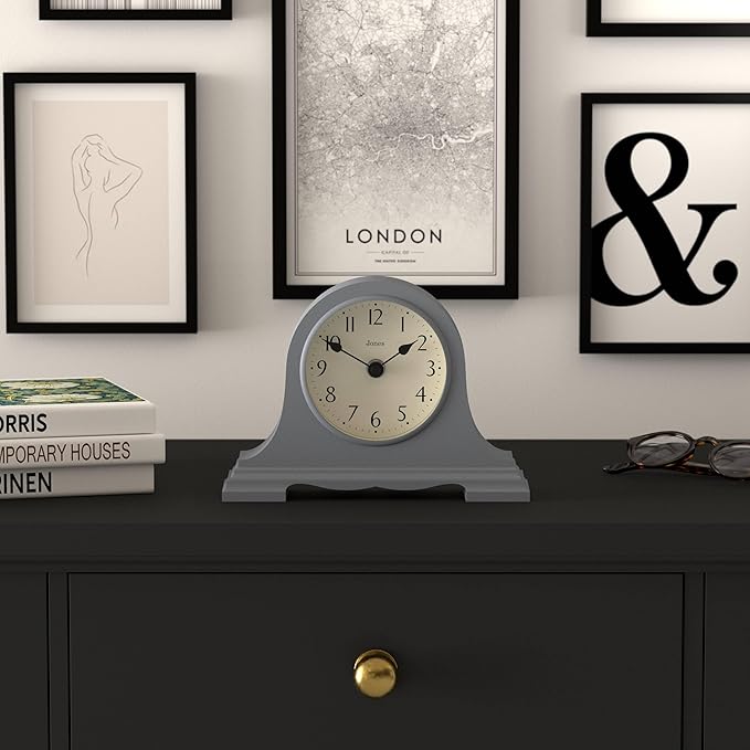 JONES CLOCKS® Speakeasy Mantel Clock | Classic Napoleon’s hat Design | French Navy | Contemporary Classic Style for Desk, Table, Shelf or Bedside