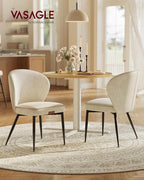VASAGLE EKHO Collection - Dining Chairs Set of 2, Upholstered Kitchen Chairs, Comfortable Seat, Synthetic Leather with Stitching, Mid-Century Modern, Easy Assembly, Living Room Lounge, Cream White