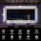 ISKM 84'' x 40'' LED Mirror for Bathroom Lighted Vanity Mirror for Wall Front Lights + Backlit LED Bathroom Mirror Anti-Fog Tempered Glass ETL Listed