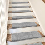 PURE ERA Bullnose Carpet Stair Treads Set Tape Free Non-Slip Indoor Stair Protectors Pet Friendly Rugs Covers Soft Skid Resistant Washable Reusable 9.5" x 30"(2 Pieces,Light Gray)
