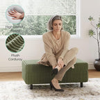 LINSY HOME Sectional Sleeper Sofa Storage Ottoman Bench, Convertible Coffee Table Plush Corduroy Couch Ottoman Footstool for Living Room, Bedroom Entryway and Family Room, Green