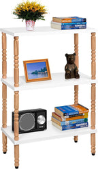 White Bookcase by Natural Wood, 3 Tier Bookshelf, Small Book Shelves Freestanding Display Storage Shelves. Open Bookshelf for Bedroom, Living Room and Office (White, 2 Tier)