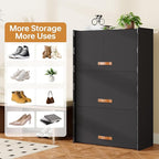6-Tier Shoe Storage Cabinet with Hard Flip Doors, Holds 18–24 Pairs, Enclosed Dustproof Shoe Rack Organizer for Entryway, Closet & Bedroom, Space-Saving Shoe Shelf, Black, 27.8" x 12.0" x 41.9"