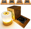 3-in-1 Bamboo Hollow-Out Square Incense Burner & Holder, Type-C Charging Ambient Night Light & Decor - Stylish Stick Incense Holder for Sage, Cones & Sticks, Zen Gift (Floral Pattern)